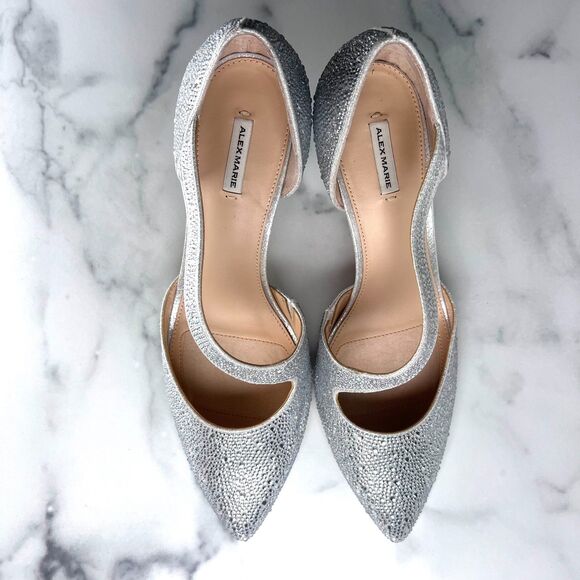 Alex Marie Brixley Rhinestone Asymmetrical Strap Dress Pumps, Size 9 Silver NWOT - Picture 4 of 8